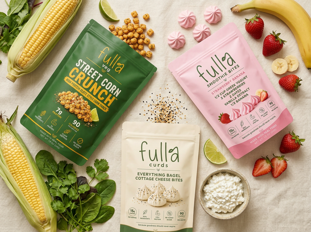 Fulla snacks with fresh fruit, vegetables, and cottage cheese bites